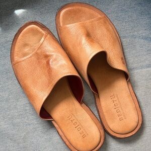 BED|STU Cognac Leather Slide Sandals